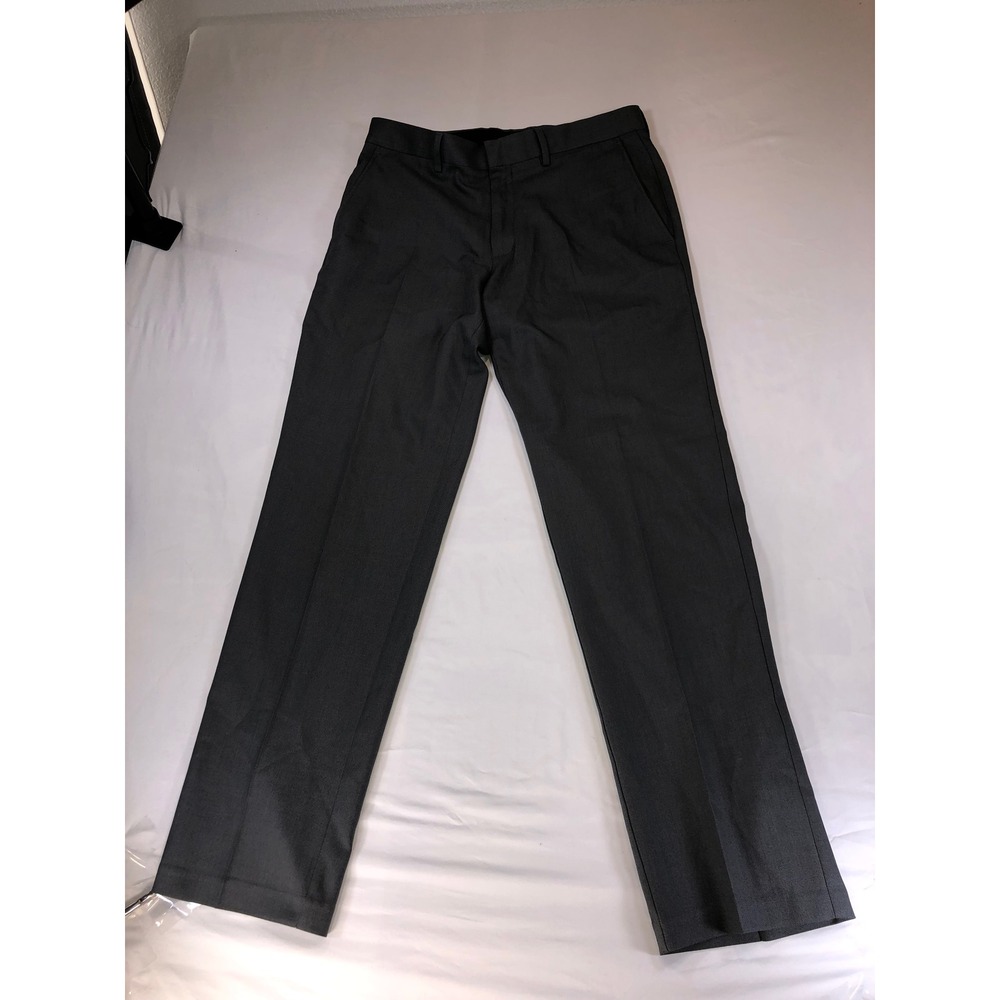 Kenneth Cole Reaction Mens Dress Pants 32x32 Charcoal Gray Flat Front Trousers